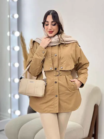 بارانی ژیله دکمه دار روژین