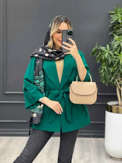 مانتو لینن دو جیب آستین پاگن