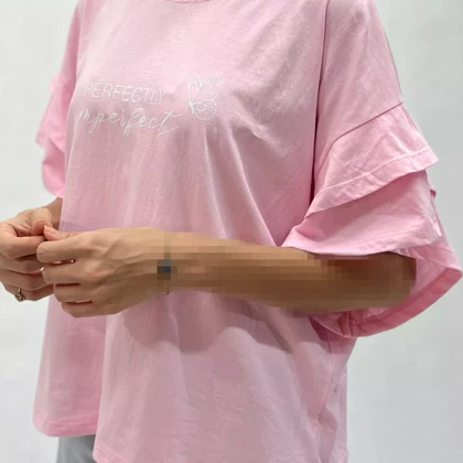 تیشرت زنانه آستین چین 0011576028