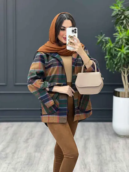 پالتو کلاه دار بغل دو دکمه