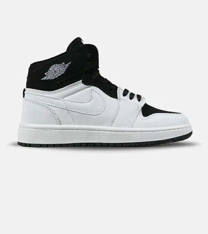 کفش کتانی ساق‌دار مردانه و زنانه سفید مشکی NIKE jordan 1 مدل 7574