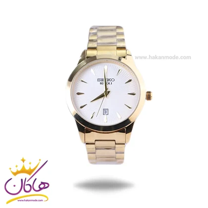 ساعت مچی سیکو مردانه فلزی طلایی صفحه سفید OS 9/56