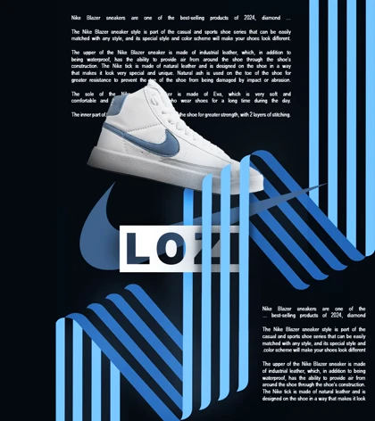 کفش کتانی ساق‌دار مردانه و زنانه سفید آبی Nike Blazer Low 77 مدل 7451