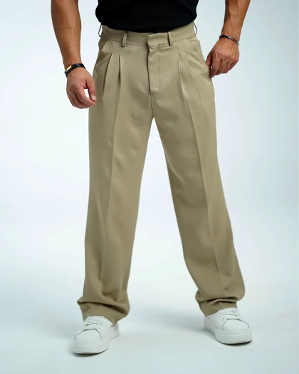 شلوار پارچه‌ای مردانه نیم بگ فیت مدل آلفا