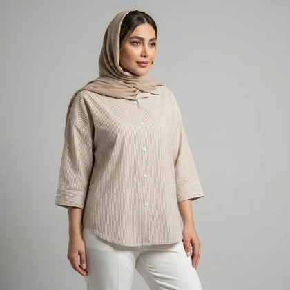شومیز زنانه راه راه نگین‌دار کد 400