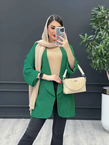 مانتو حصیری آستین برش‌دار