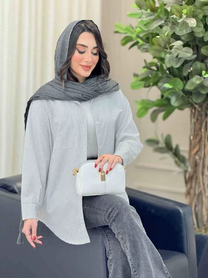 مانتو راه راه تک جیب پانیا