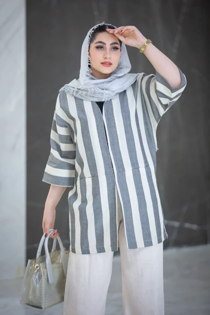 مانتو دوجیب نگار راه راه