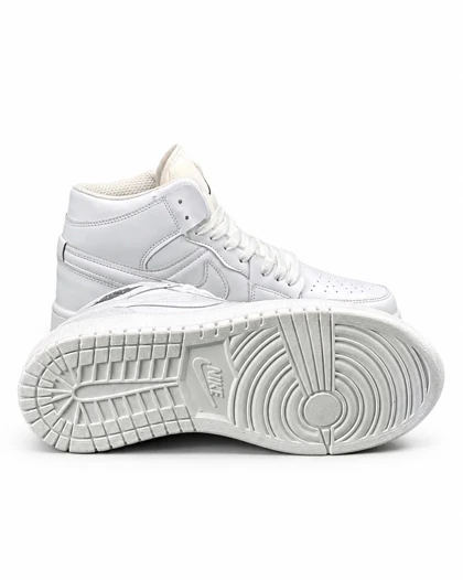 کفش کتانی مردانه مدل جردن وان ساق‌دار سفید تمام Nike jordan1