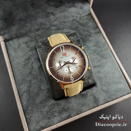 ساعت مچی مردانه اورجینال موتور ژاپن برند مینی فوکوس سه موتور مدل Mf0114G.02 بند چرم