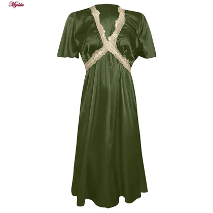 لباس خواب زنانه رنگ سبز مدل ساتن 5246-F08
