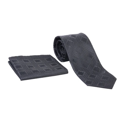 ست کراوات و پوشت طرحدار مشکی 98114