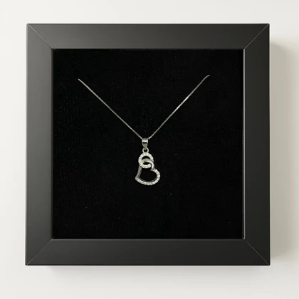 گردنبند نقره دخترانه حلقه و قلب نگین‌دار