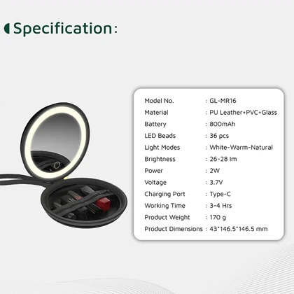 کیف آرایشی گرین لاین Green Lion مدل GL-MR16 آینه دار