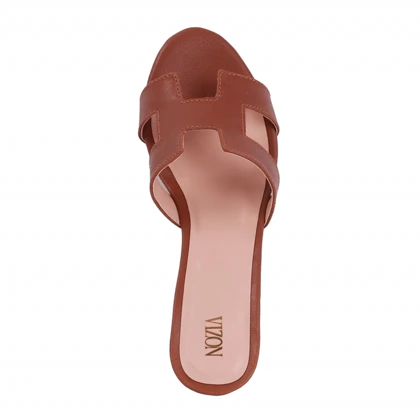 صندل پاشنه چوبی مدل هرمس_عسلی کد 1977