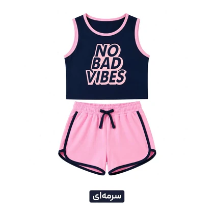 ست کراپ شورتک مدل NO BAD VIBES فری سایز کد 295449