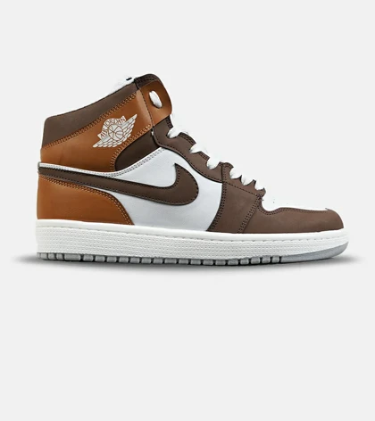 کفش کتانی مردانه و زنانه ساق‌دار سفید قهوه ای NIKE jordan 1 مدل 8480