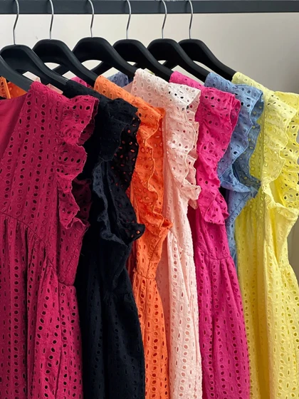 پیراهن خامه دوزی آستردار کد 2581