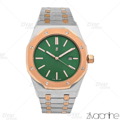ساعت اودمار پیگه (AP) مردانه نقره ای رزگلد صفحه سبز 106676