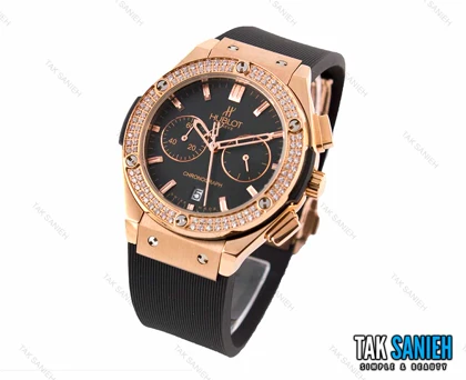 ساعت هابلوت زنانه سه موتوره نگین‌دار مشکی Hublot-2594-L