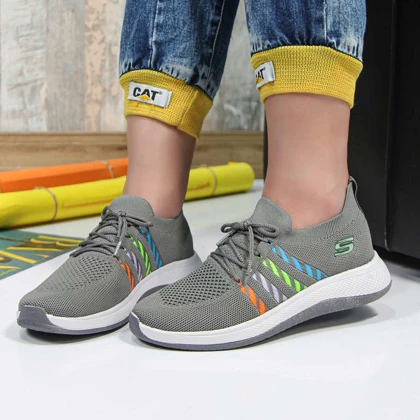 کتانی اسکیچرز زنانه skechers ورزشی رنگ طوسی