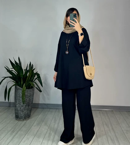 ست مانتو و شلوار مشکی آیراش