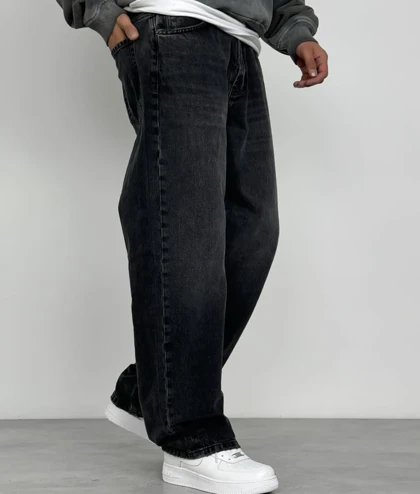 شلوار بگ ذغالی سنگشور بدون زاپ و ساده مردانه پارچه کیفیت استثنایی قد 110 سانت کد 2