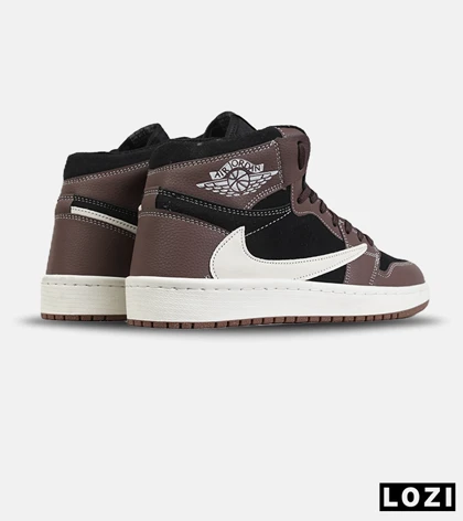 کفش کتانی ساق‌دار مردانه و زنانه قهوه ای سفید مشکی NIKE travis scott مدل 8796