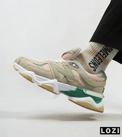 کفش کتانی بزرگ پا طوسی سبز گلبهی NEW BALANCE 9060