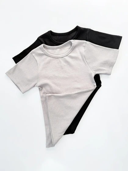 کراپ تاپ کبریتی آستین نصفه ساده