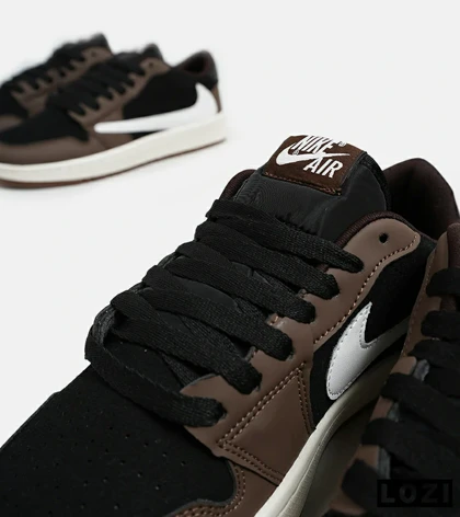 کفش کتانی مردانه قهوه ای مشکی سفید NIKE travis scott