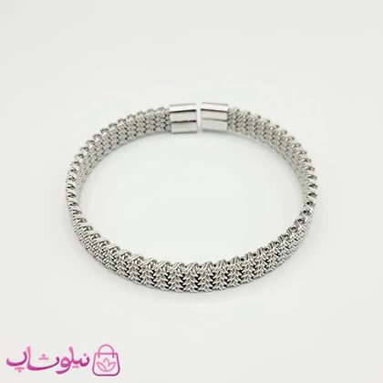 دستبند حصیری مردانه استیل نقره ای رنگ کد 1991