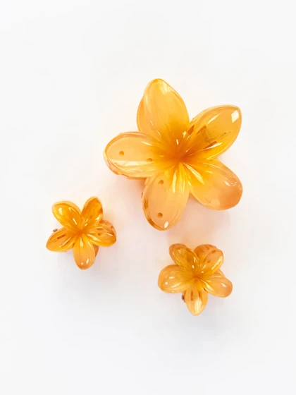 کلیپس مو طرح گل پلومریا Polomeria بسته 3 عددی