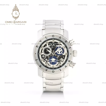 ساعت مچی بولگاری کورنوگراف بند سیلور صفحه اسکلتون Bvlgari