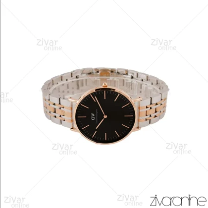 ساعت دنیل ولینگتون مردانه رزگلد نقره ای صفحه مشکی خطی 104429