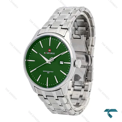 ساعت مردانه نیوی فورس NF9230 سیلور صفحه سبز NaviForce-7053-G
