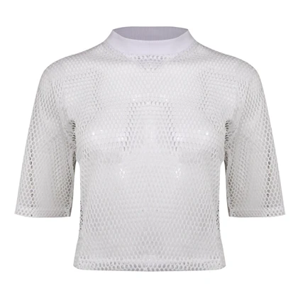 کراپ تاپ زنانه توری سفید کد 4653-5279