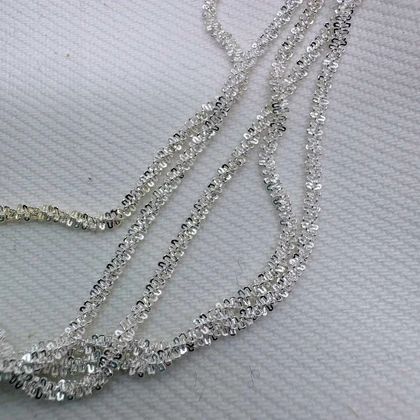 زنجیر استیل نقره‌ای مدل «خاویاری» (بافت پرانعطاف) | درخشان و اقتصادی