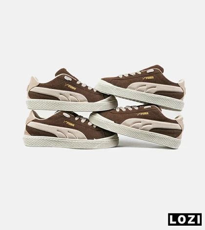 کفش کتانی ورزشی قهوه ای کرم مردانه و زنانه PUMA suede XL crushمدل 7456
