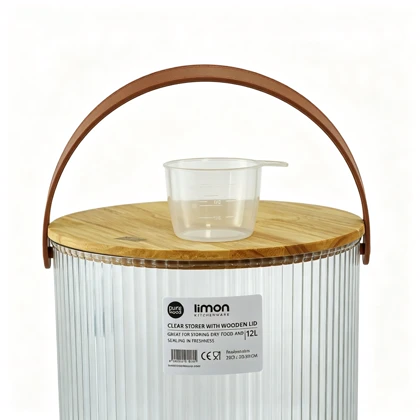 سطل شیاردار 12 لیتری درب چوبی لیمون