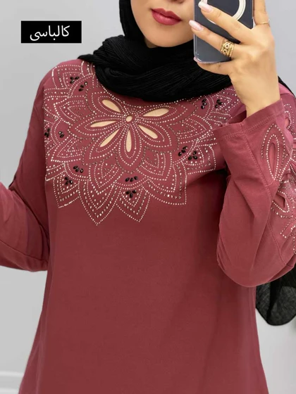 بلوز یقه گرد ویسکوز نیسا کد 205631