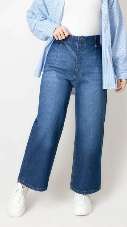 شلوار وایدلگ سرمه ای قد 90