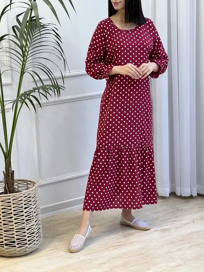 پیراهن خال‌خالی آستیندار