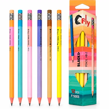 مداد مشکی HB-2 فلای FLY مدل F-5003 بسته 12 عددی
