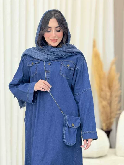 پیراهن جین کیف دار
