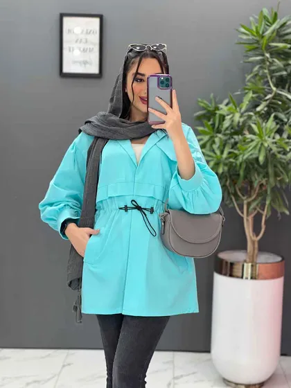 مانتو کمرگت جیب زیپی