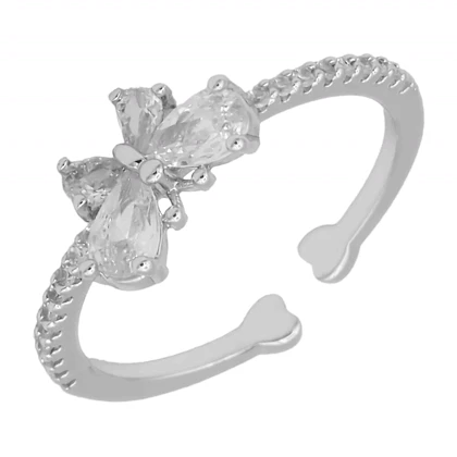 انگشتر دخترانه طرح پروانه نگین‌دار