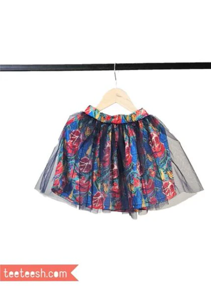 دامن اناری با تور سرمه ای