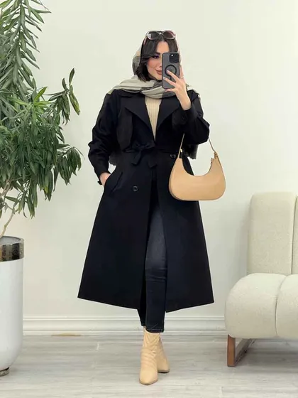 بارانی بلند ژیله دار دلناز