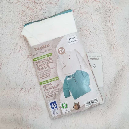 تیشرت آستین بلند نوزاد لوپیلو کد Z-DFC43 مجموعه 2 عددی